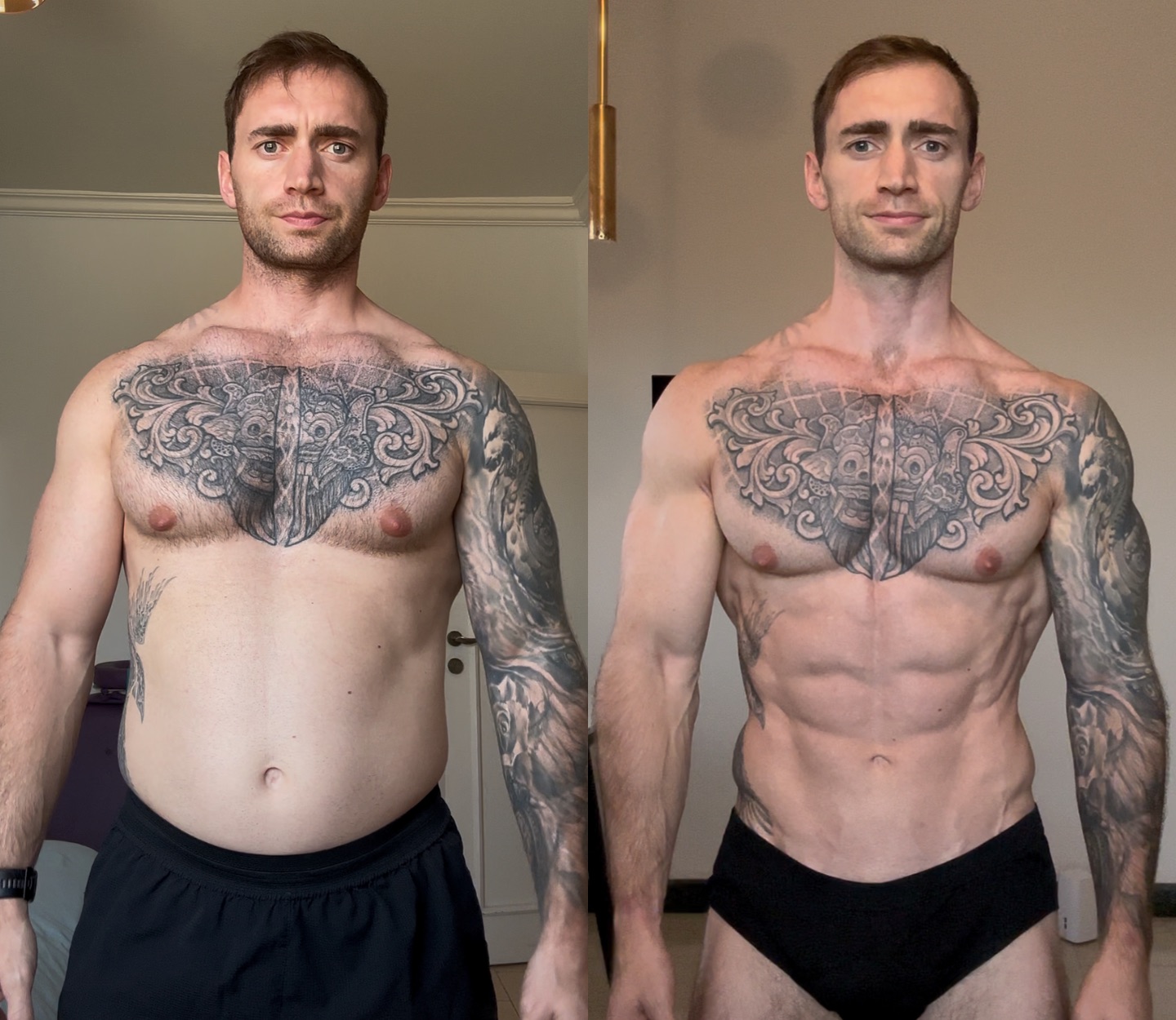 Rob, who builds Talos, before and after 8 weeks